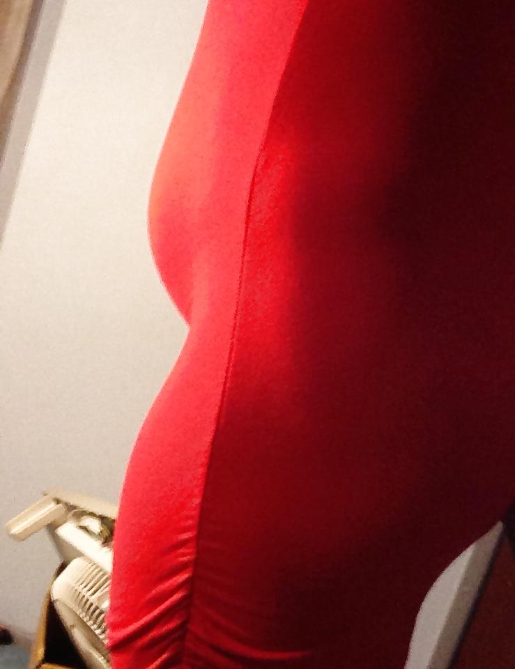 19P Cute body pregnant teen in red amazing curves and bubble bum