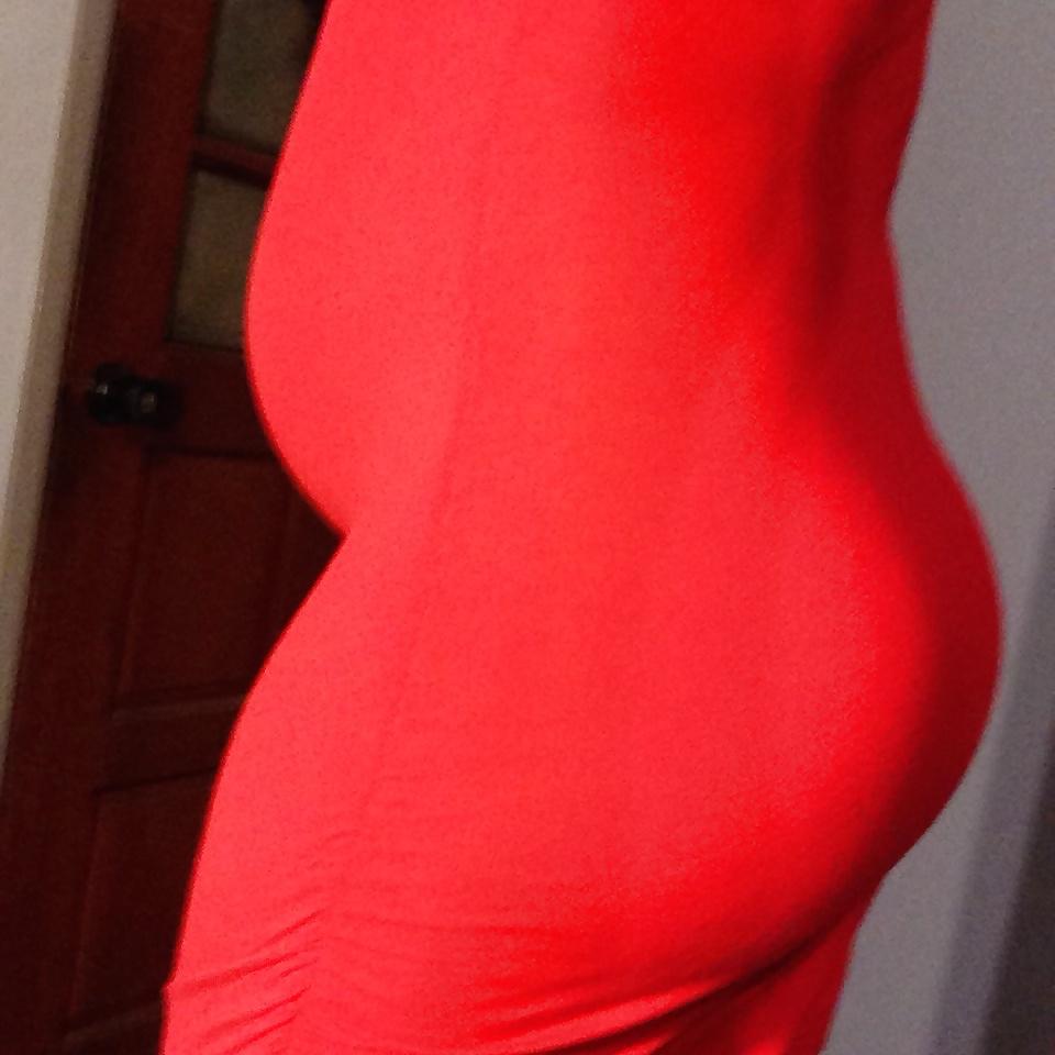 19P Cute body pregnant teen in red amazing curves and bubble bum