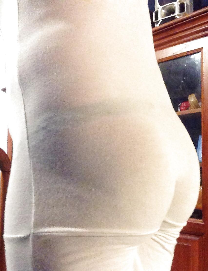 25P Curvy pregnant bubble butt teen slut see thru white dress