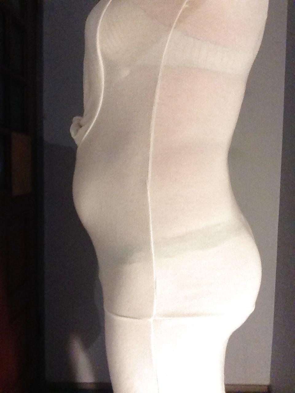25P Curvy pregnant bubble butt teen slut see thru white dress