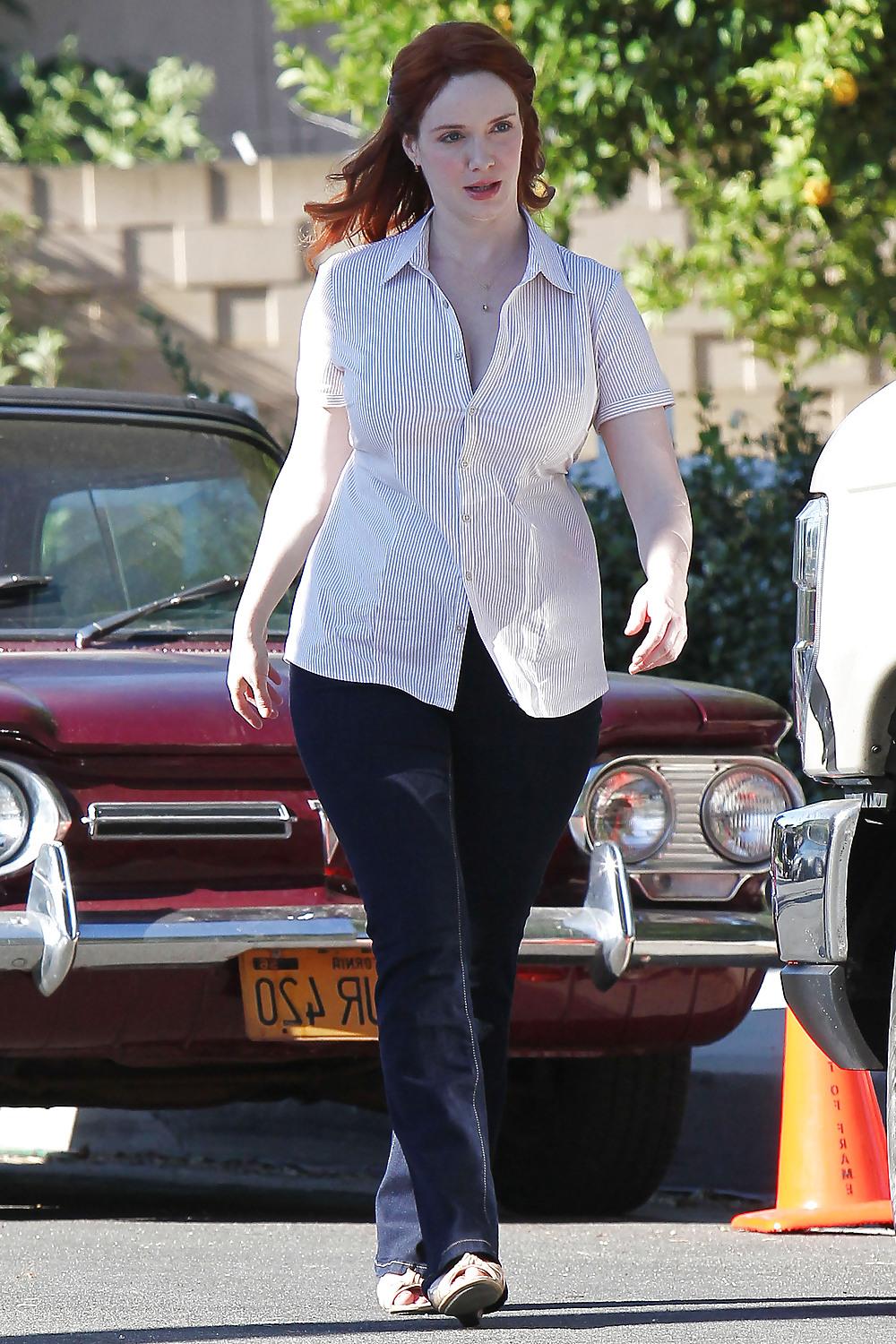 11P Christina Hendricks seen on set of new film Struck