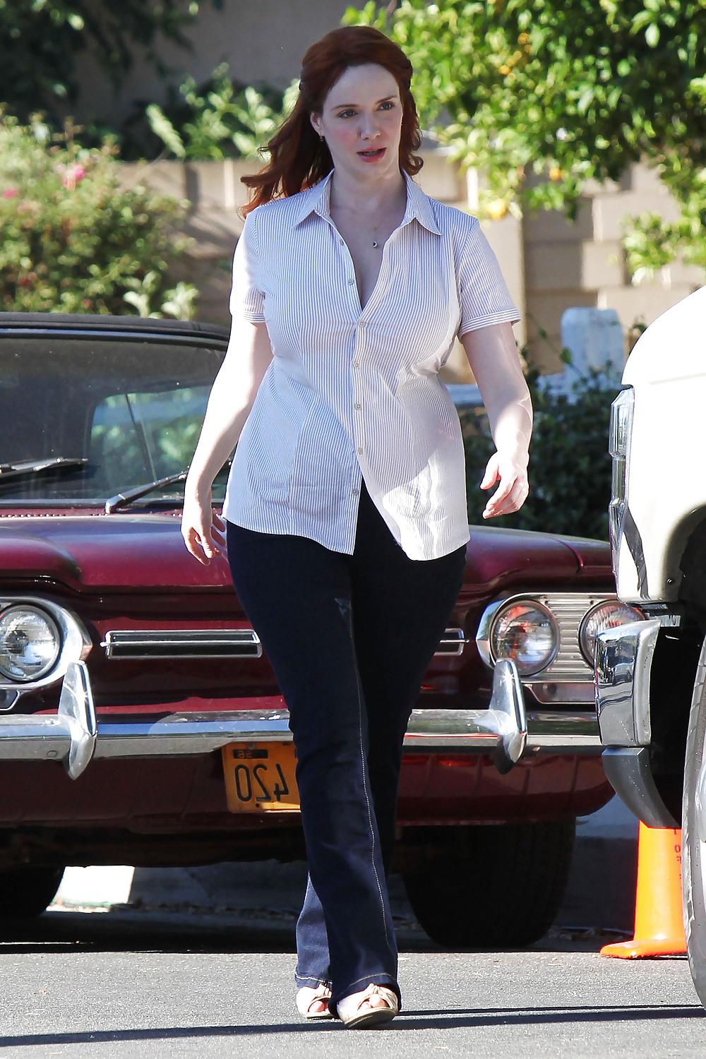 11P Christina Hendricks seen on set of new film Struck