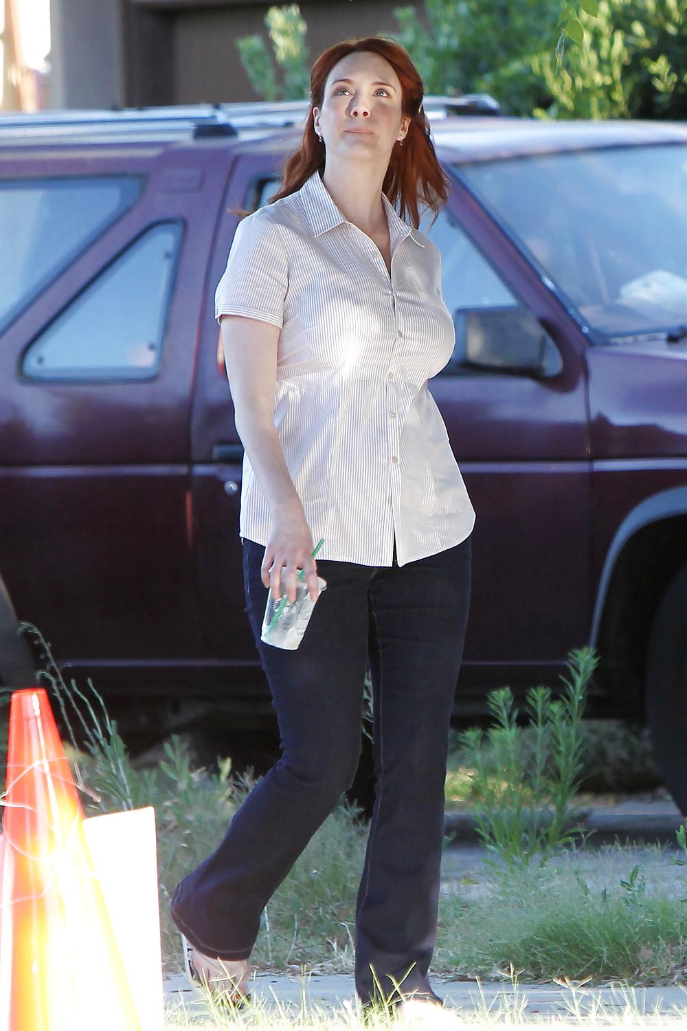 11P Christina Hendricks seen on set of new film Struck
