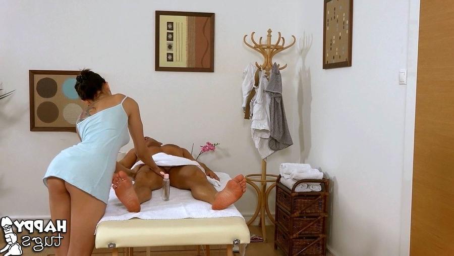 12P Sexy Asian masseuse in mini dress gives hot handob after naked upskirt
