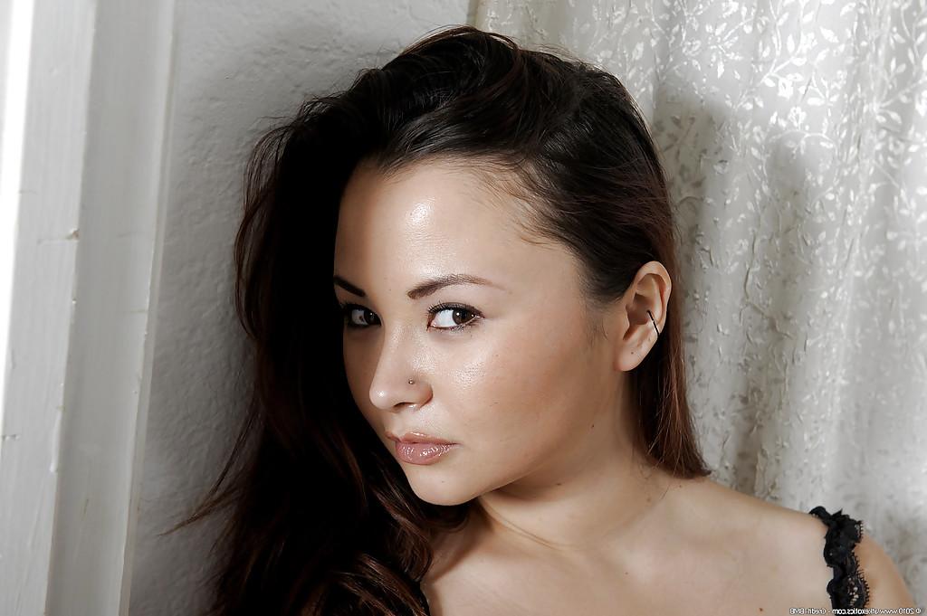 16P Cute Oriental amateur Kita Zen pulling thong panties down legs and ankles