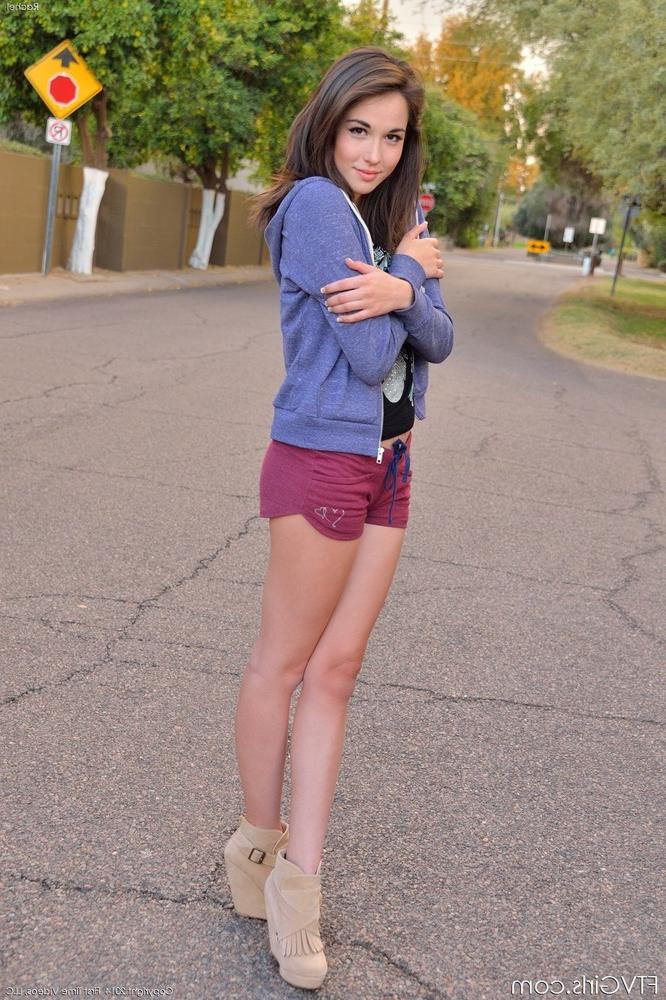 15P Skinny young stunner with tiny tits adores stripping down in public