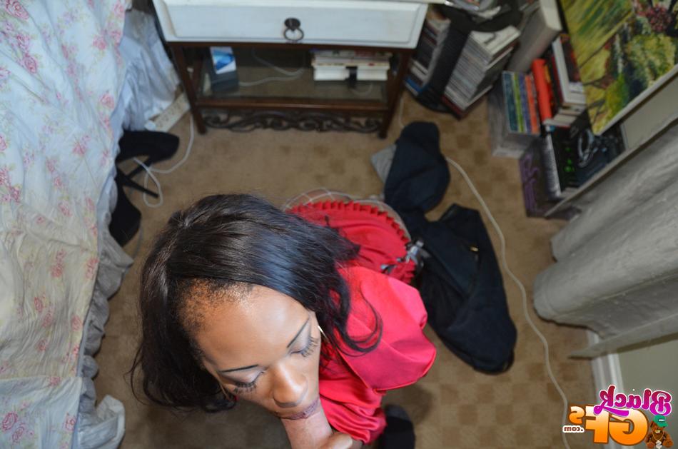 16P First time black girl Carmel Bliss gives sexy interracial POV bj