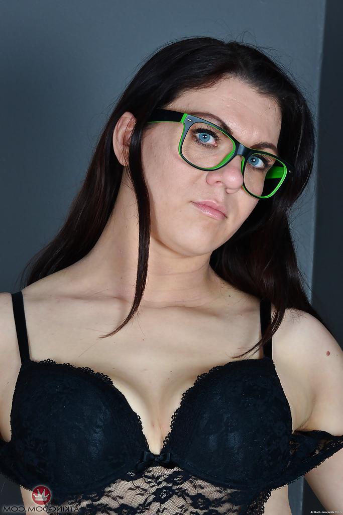 16P Glasses clad Corazon Del Angel revealing clit underneath hairy mature twat