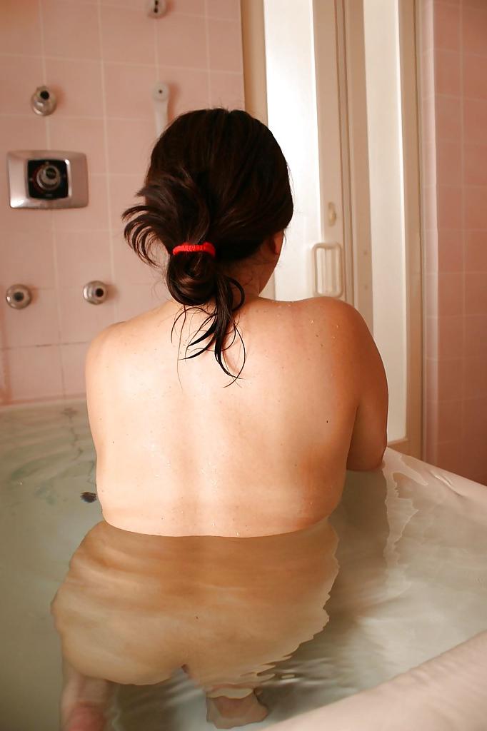 16P Chubby asian granny with saggy tits Miyoko Nagase taking bath