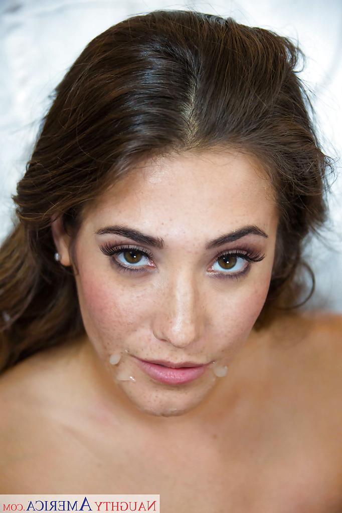 16P Tanned milf Eva Lovia gets cum on face after kissing with this dick