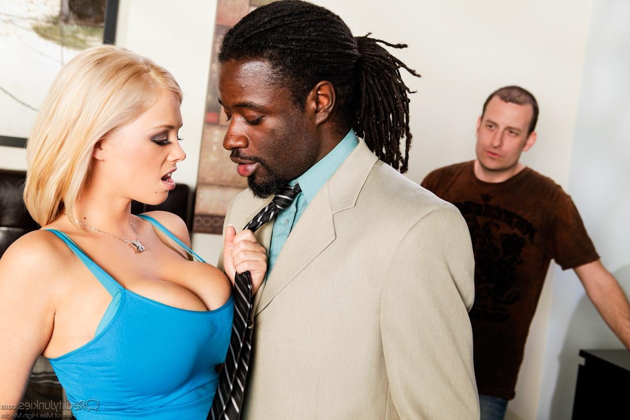 15P Fully clothed Katie Kox flaunts long legs and big tits in interracial scene