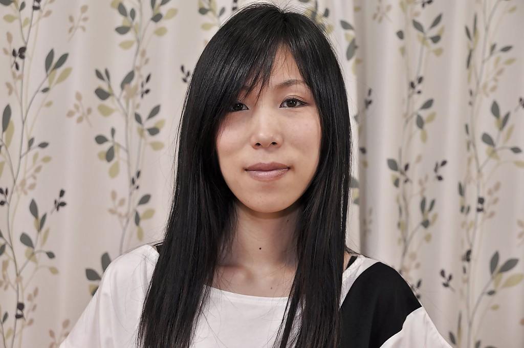 16P Slippy asian MILF Yuko Mukai stripping down and toying her hairy gash