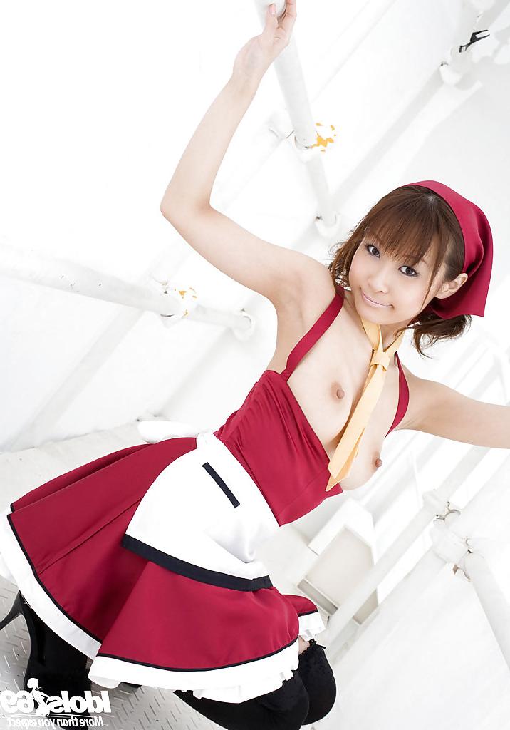 16P Slim asian teen babe Misa Kikouden slipping off her clothes