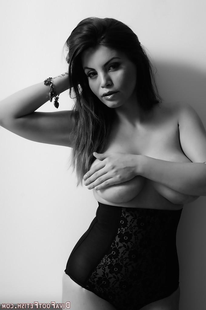 16P Amazing big tit girl in black stockings Princess is showing her body