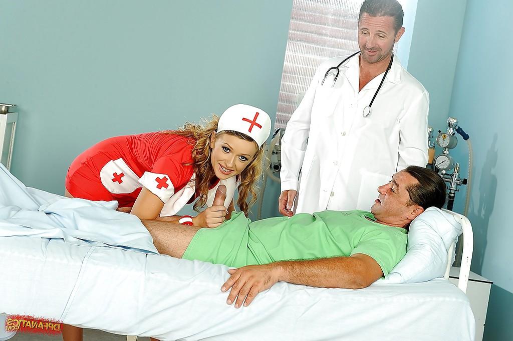 14P Sexy nurse Roxie is taking part in a hot threesome with a doctor