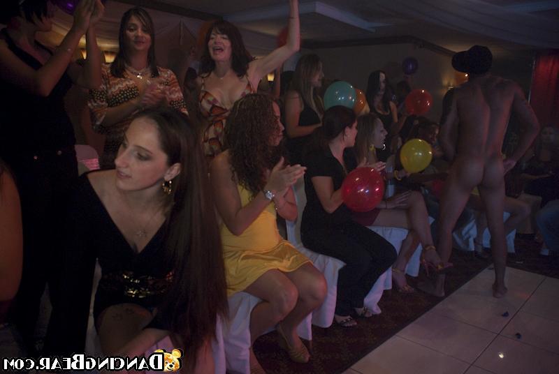 16P Clothed beauties with big tits have amazing time with a stripper on party