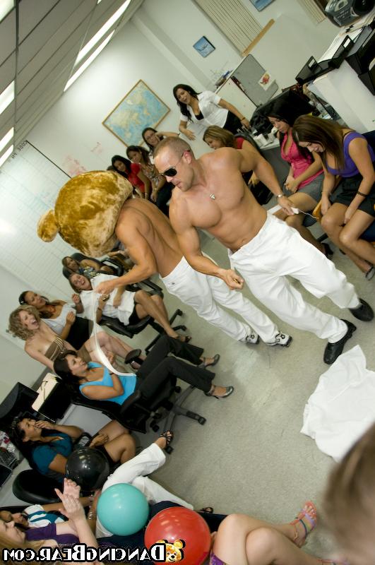 16P Office party gone wild with busty clothed ladies doing blowjobs