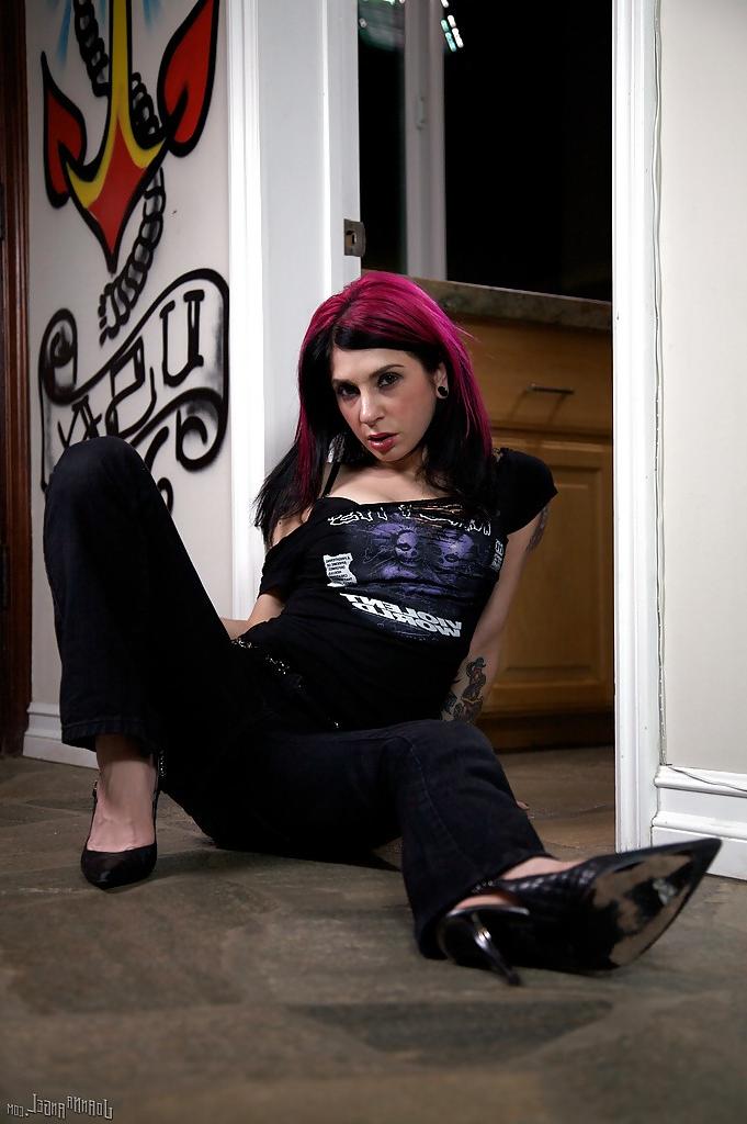 16P Non nude punk doxy squeezes her tits and teases her holes with her panties on