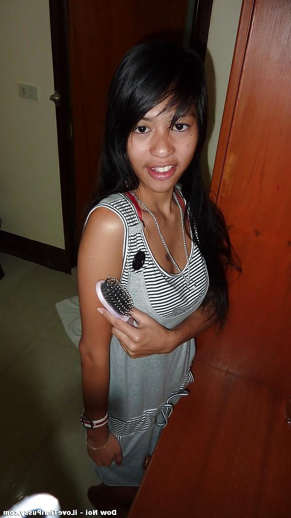16P Asian teen cutie with hairy pussy taking a shower and gets slammed