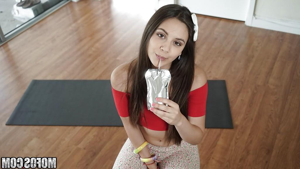 16P Clothed brunette solo girl Lucy Doll revealing tiny teen tits