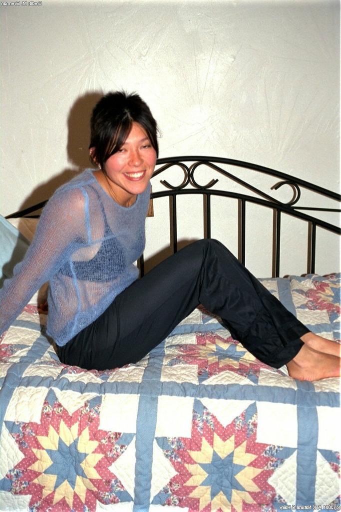 16P Asian amateur Amanda showing off fur covered underarms before baring beaver