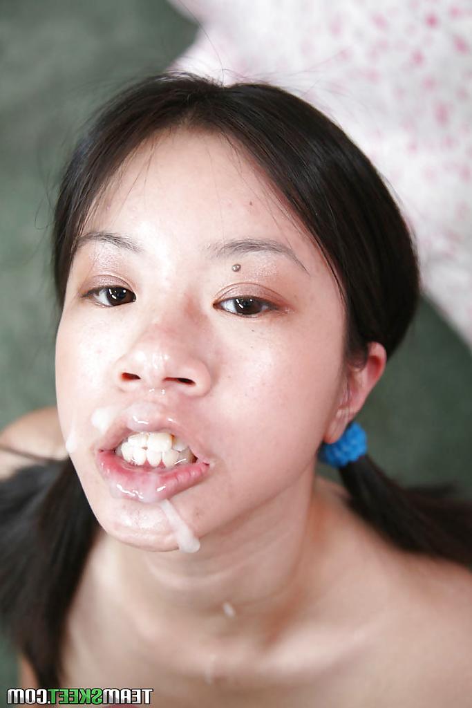 16P Lascivious asian teen Asia Zo sucking off a hard white cock