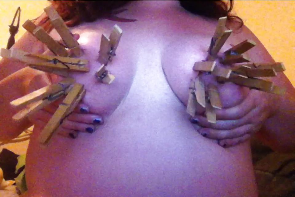 12P Clothes pinned nipples 
