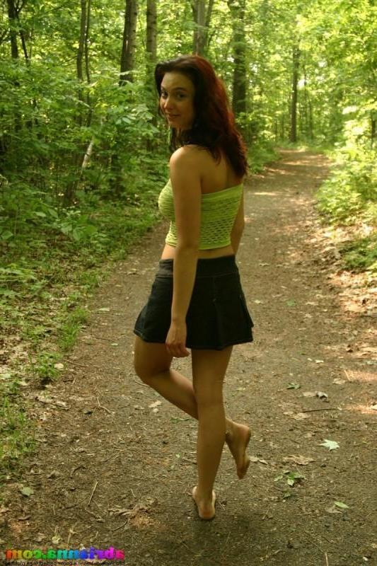 15P Abrianna poses for some snappy outdoor upskirts