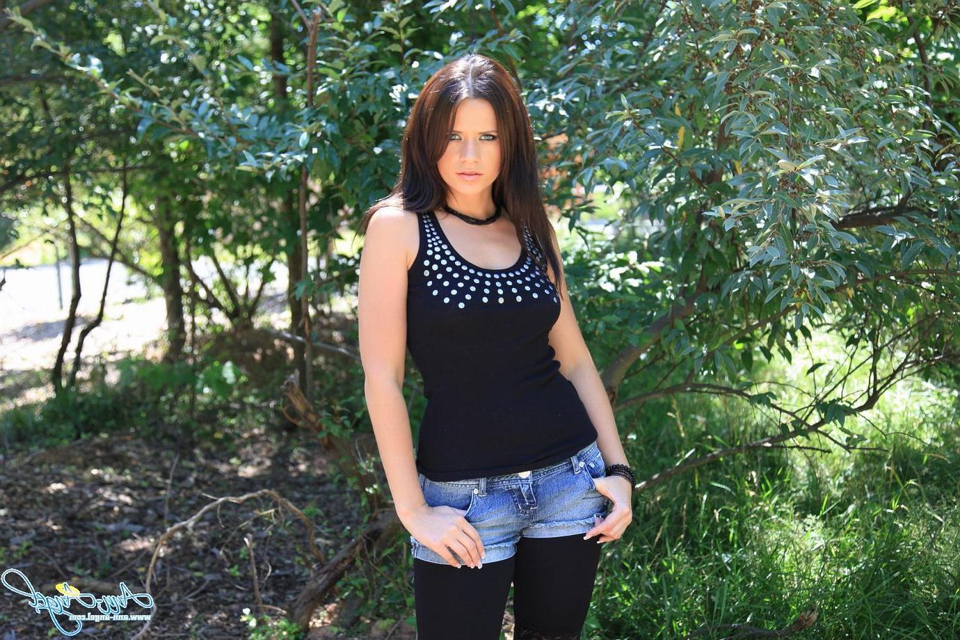 15P Ann Angel shows her sexy body outside
