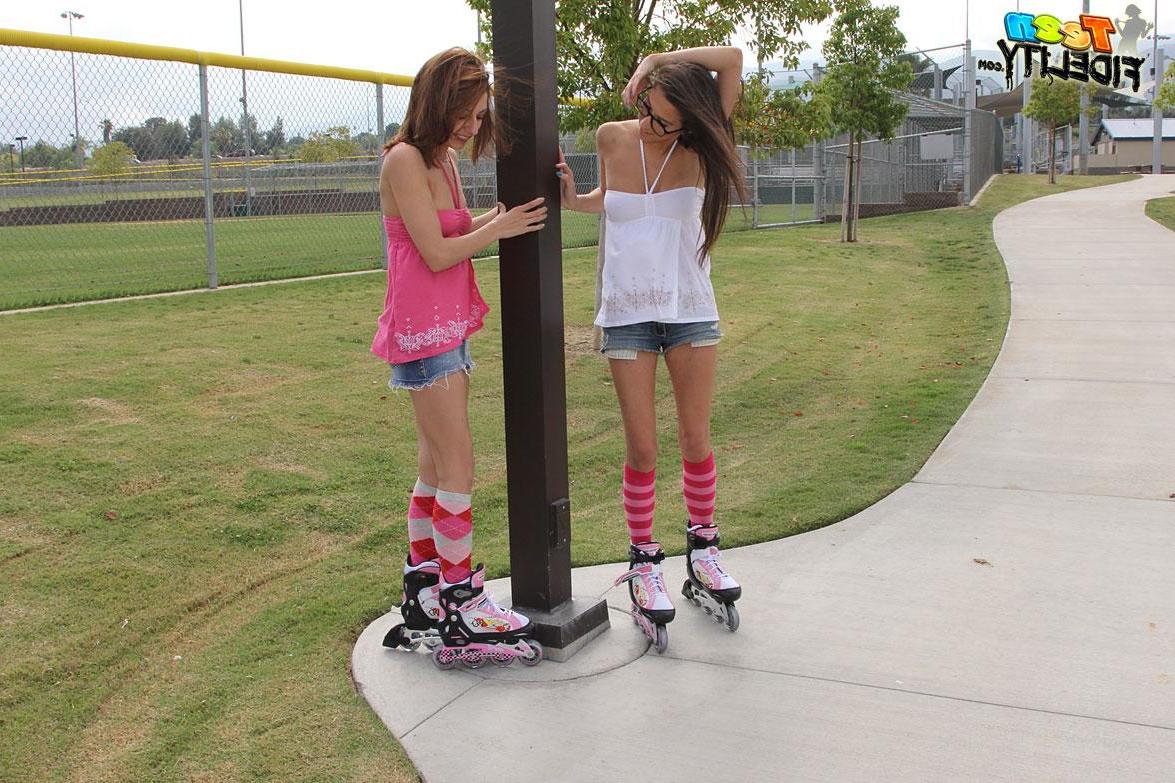 16P April O'Neil and Lexi Bloom get picked up while rollerblading and taken home for some rough sex
