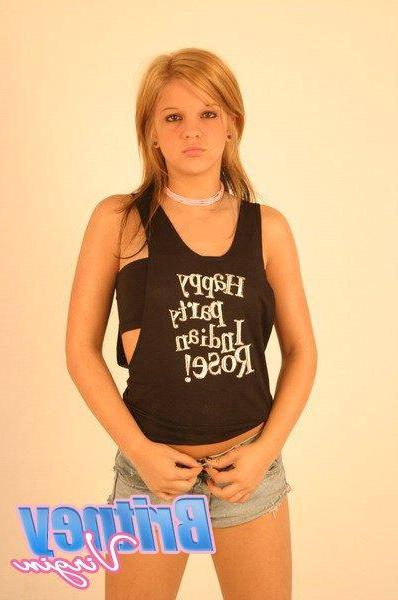 12P Pictures of teen hottie Britney Virgin flaunting in the studio