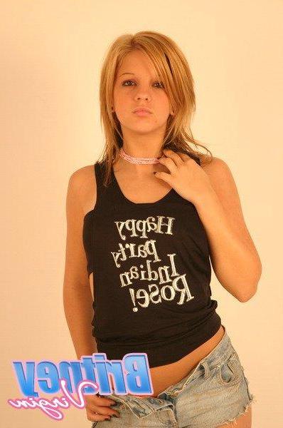 12P Pictures of teen hottie Britney Virgin flaunting in the studio