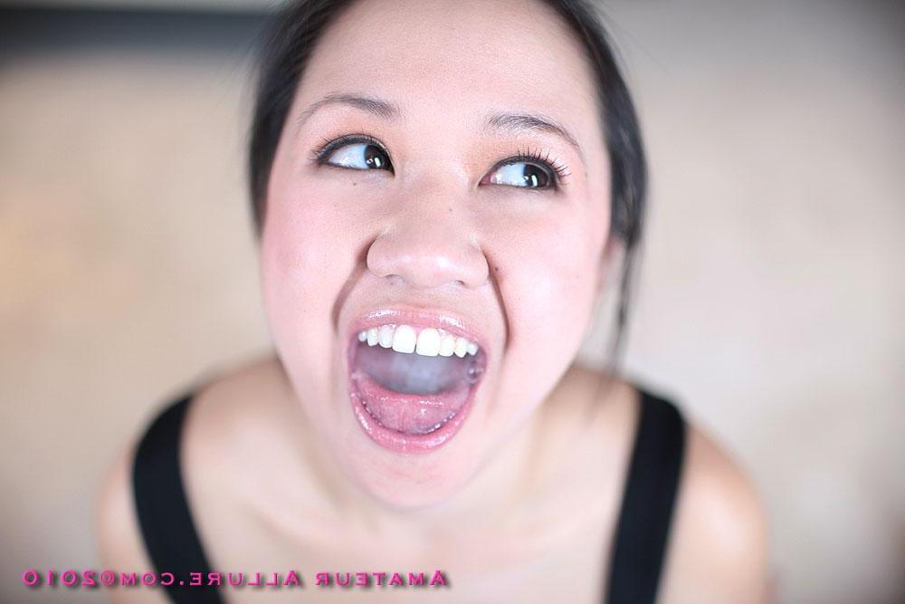 16P Cute asian beauty blows cock and swallows huge cum shot