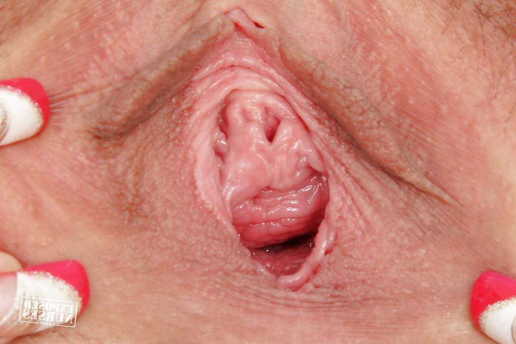 16P Sassy blonde gyno nurse exposing and teasing her cunt in close up