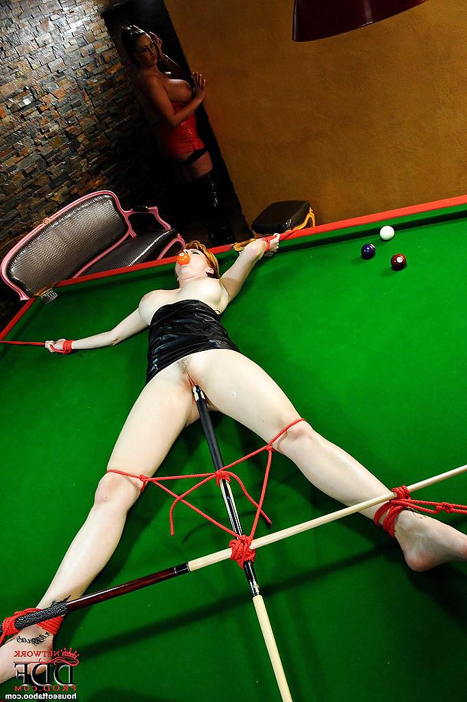 16P Busty MILF in glasses Emma Butt dominates Tarra White in the pool hall
