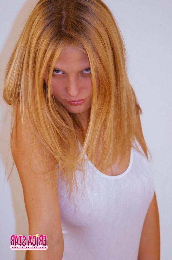 15P Pictures of Erica Star teasing in a white shirt and panties