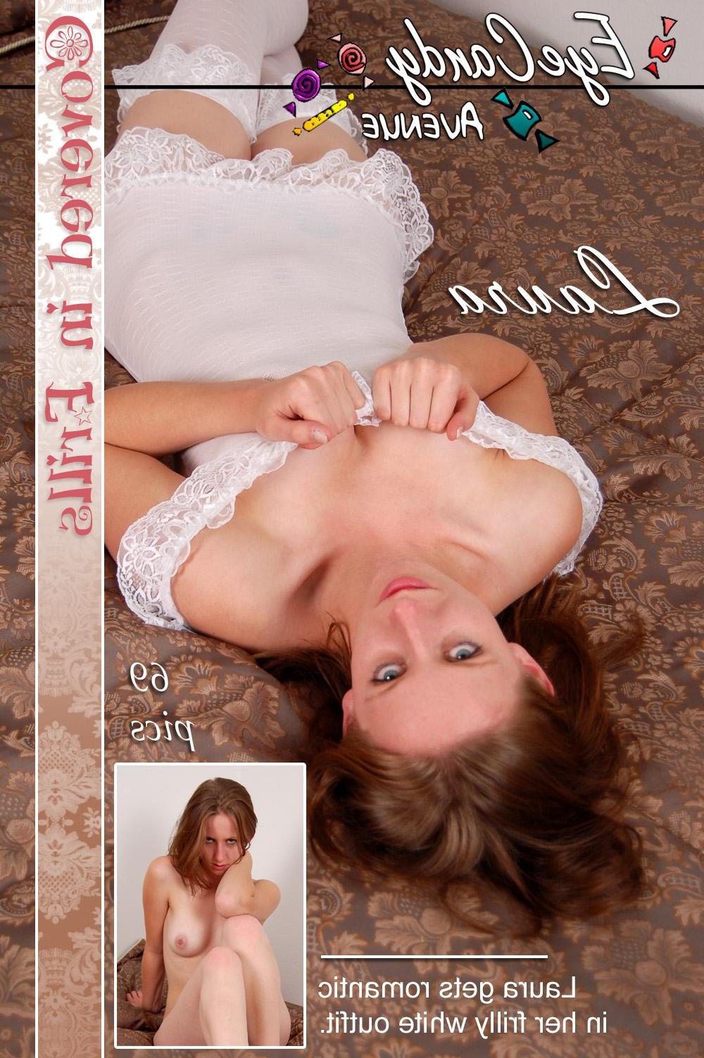 16P Redhead girl Laura gets romantic in her frilly white outfit