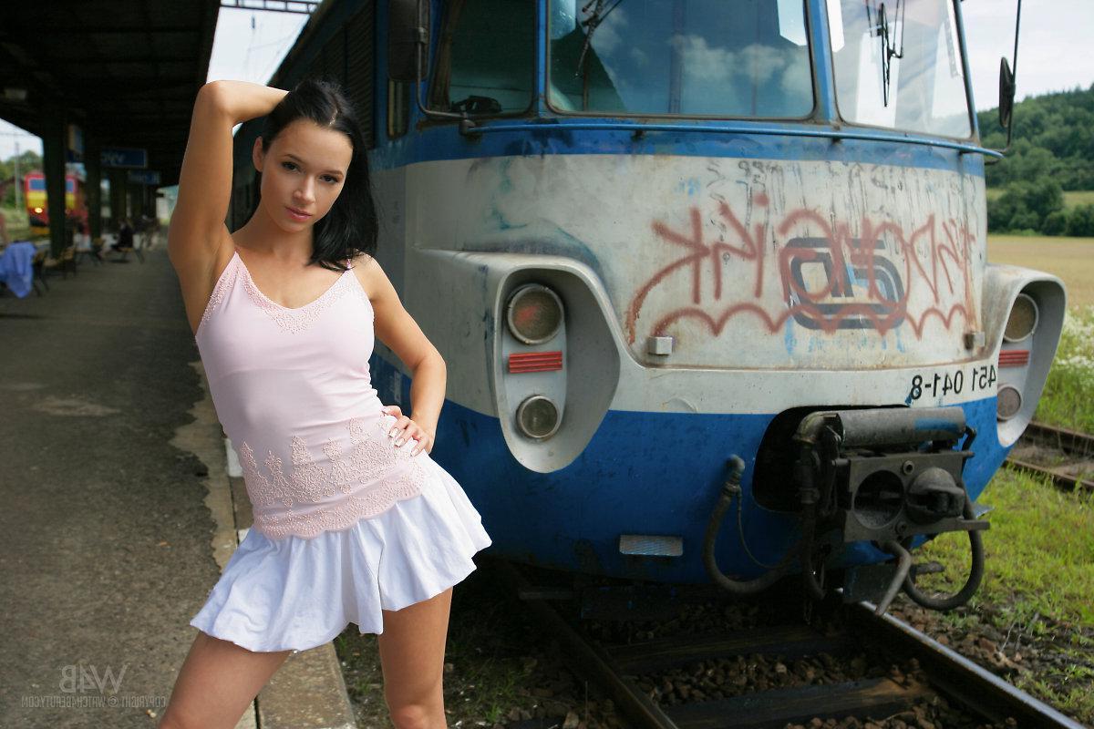 16P Beautiful black-haired teen Gwen shows you her pretty pussy in "Expired Ticket"