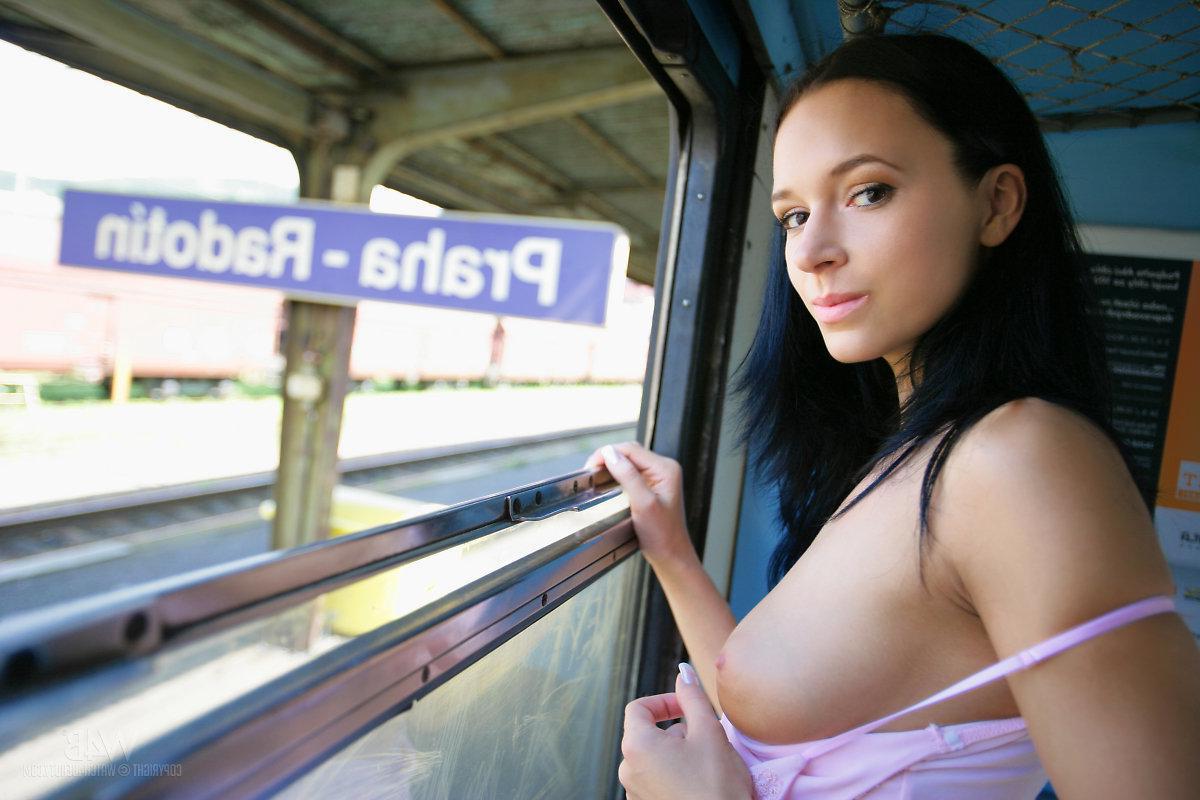 16P Beautiful black-haired teen Gwen shows you her pretty pussy in "Expired Ticket"