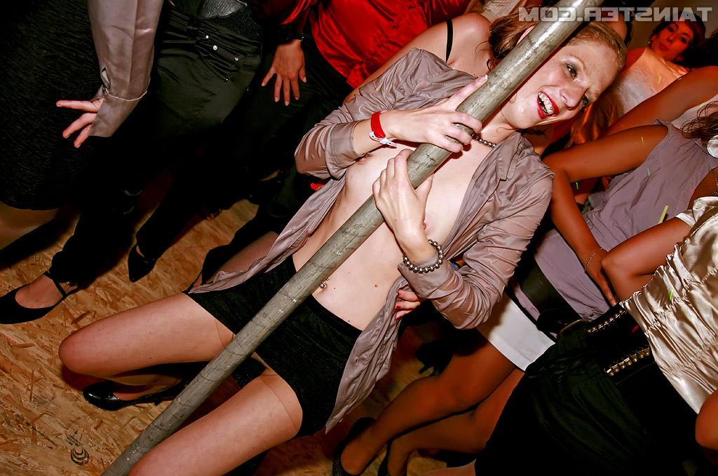 16P Raunchy fully clothed chicks getting naughty at the drunk party