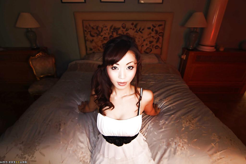 16P Asian vixen Marica Hase stripping and fingering her hairy pussy