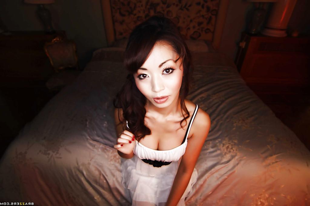 16P Asian vixen Marica Hase stripping and fingering her hairy pussy