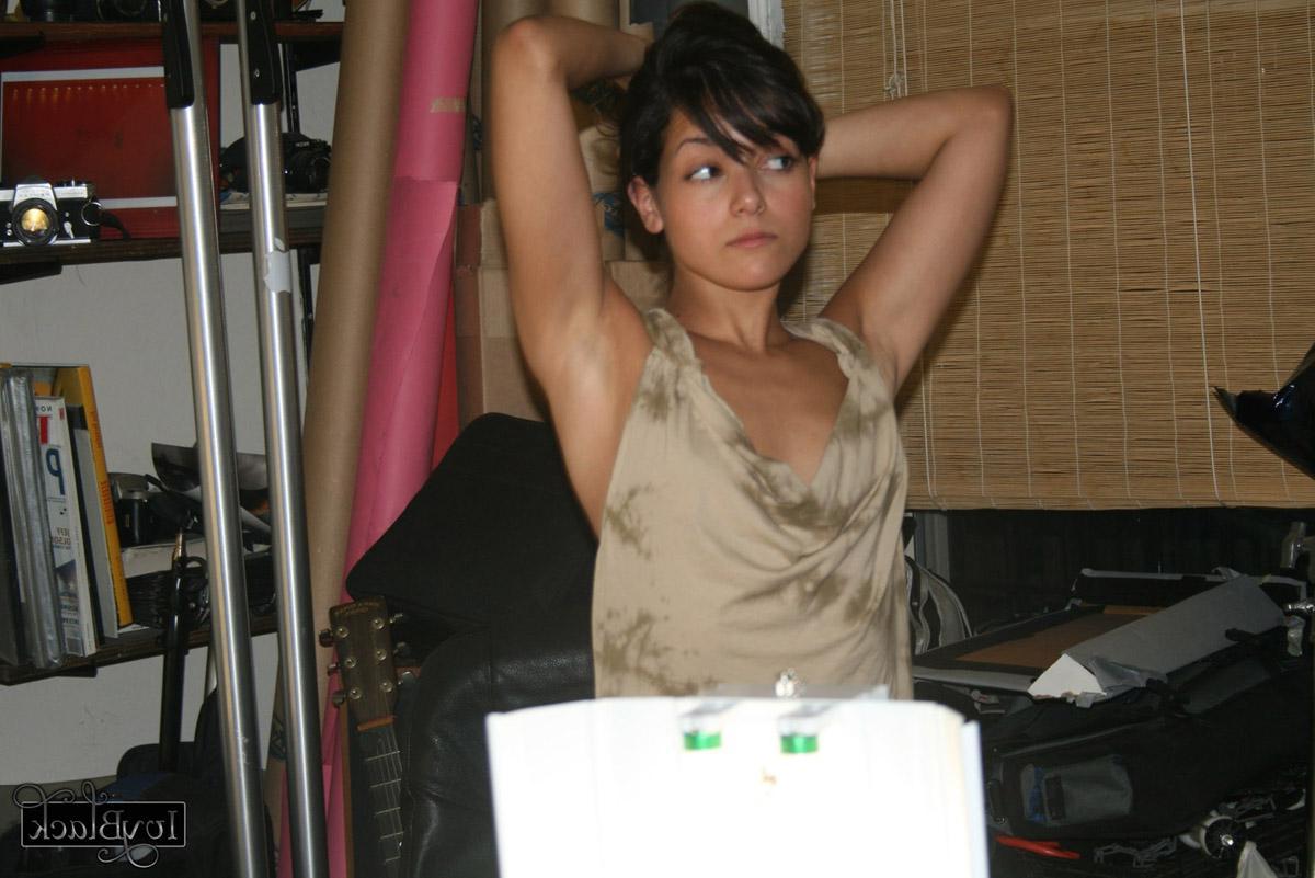 16P Brunette coed Ivy Black strips off her dress to expose her tight body