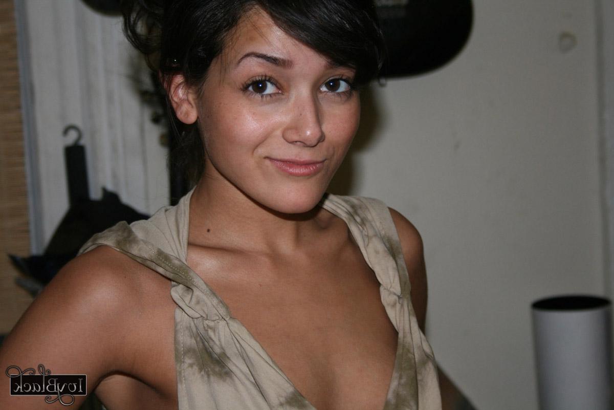 16P Brunette coed Ivy Black strips off her dress to expose her tight body