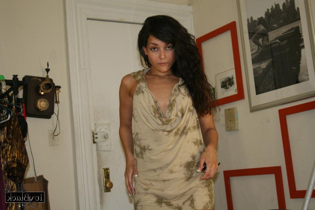 16P Brunette coed Ivy Black strips off her dress to expose her tight body