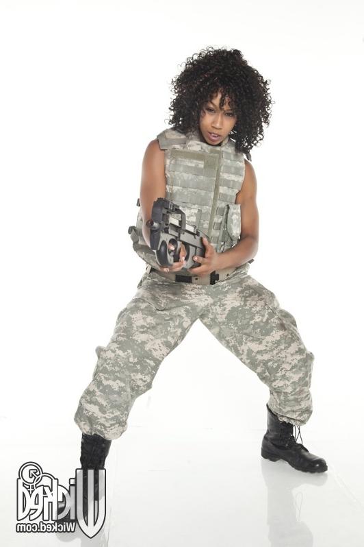 16P Black girl Misty Stone strips off her uniform to flash pussy