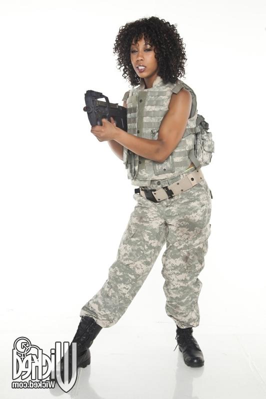 16P Black girl Misty Stone strips off her uniform to flash pussy