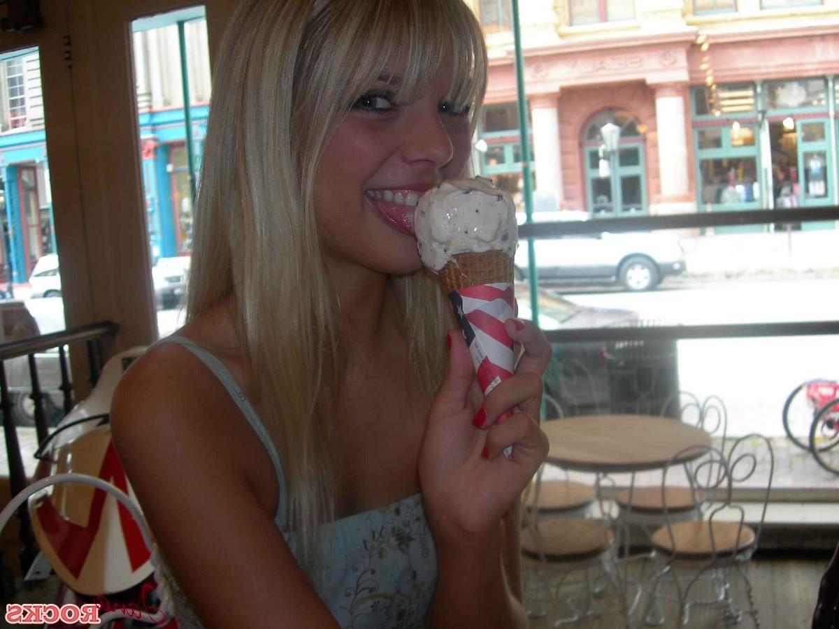 12P Jana shows off her oral skills with her ice cream cone