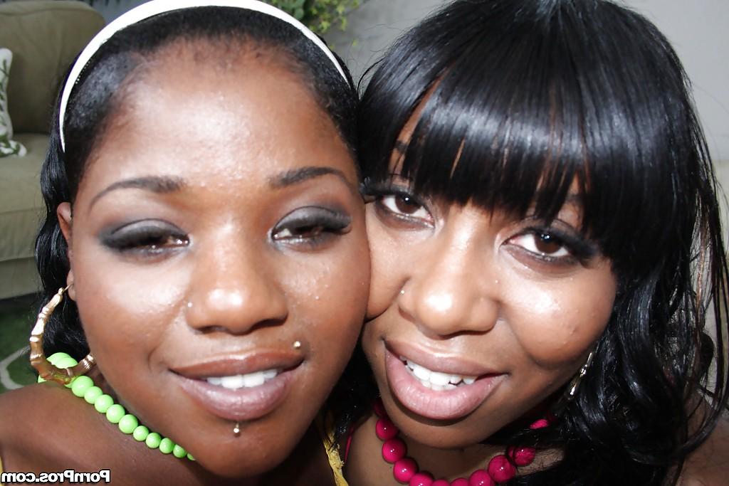 16P Ebony babes Ms. Bliss and Stacey Sweets ride a meaty dick in groupsex
