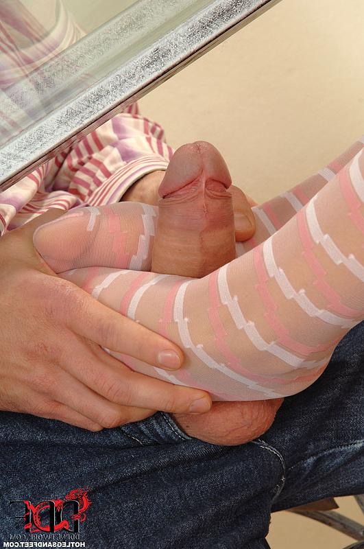 10P Fully clothed Satin Bloom in heels and tights gives footjob & shows pussy